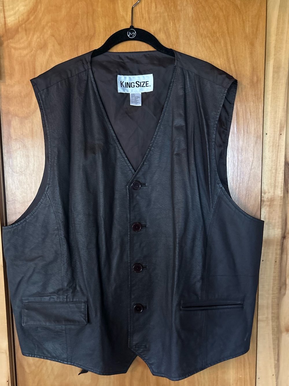 KingSize Men's Dark Brown Leather Button Front Vest Big & Tall